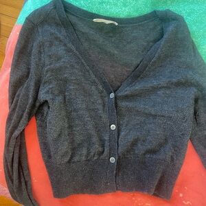 Everlane M Women's Dark Gray V-Neck Button Cardigan Sweater